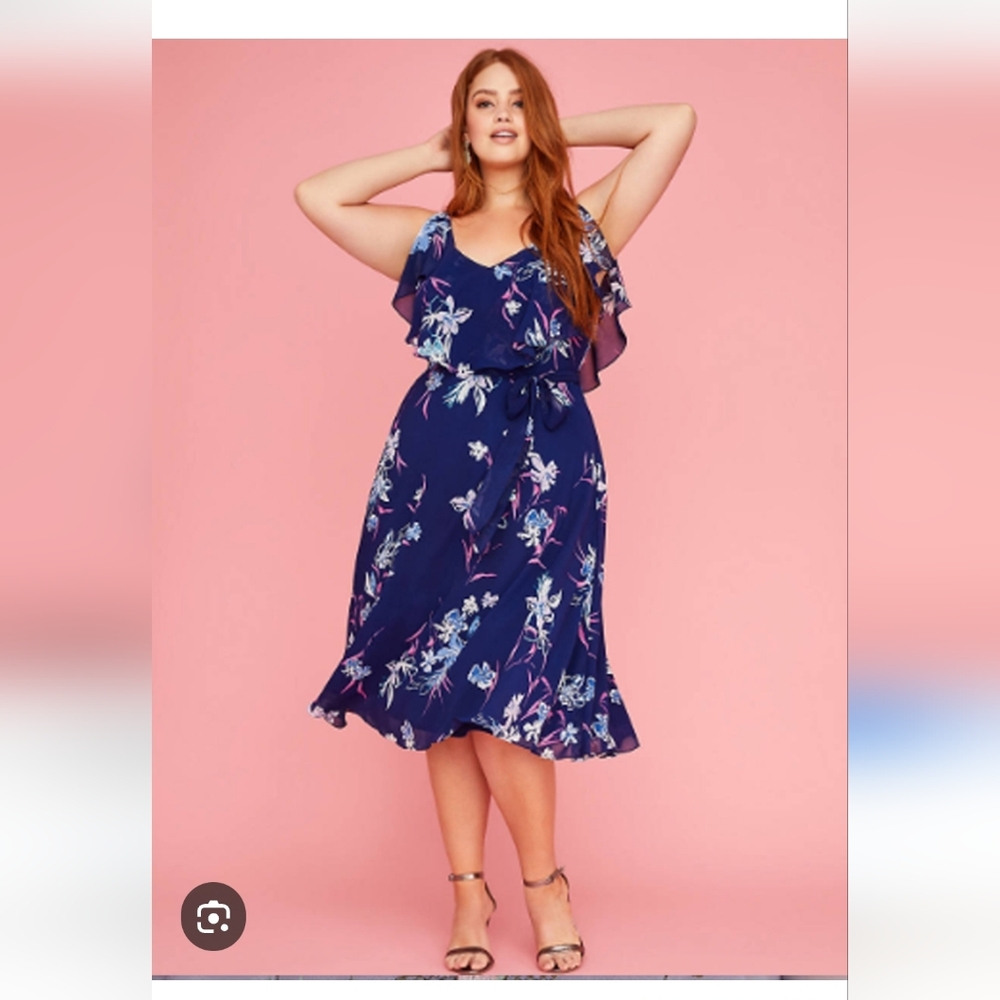 Lane Bryant Floral Print Navy DRESS Sz 20